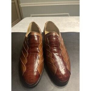 Stacy Adams Crocodile Style Leather Upper & Soles Ankle Booties Shoes Brazil 7M